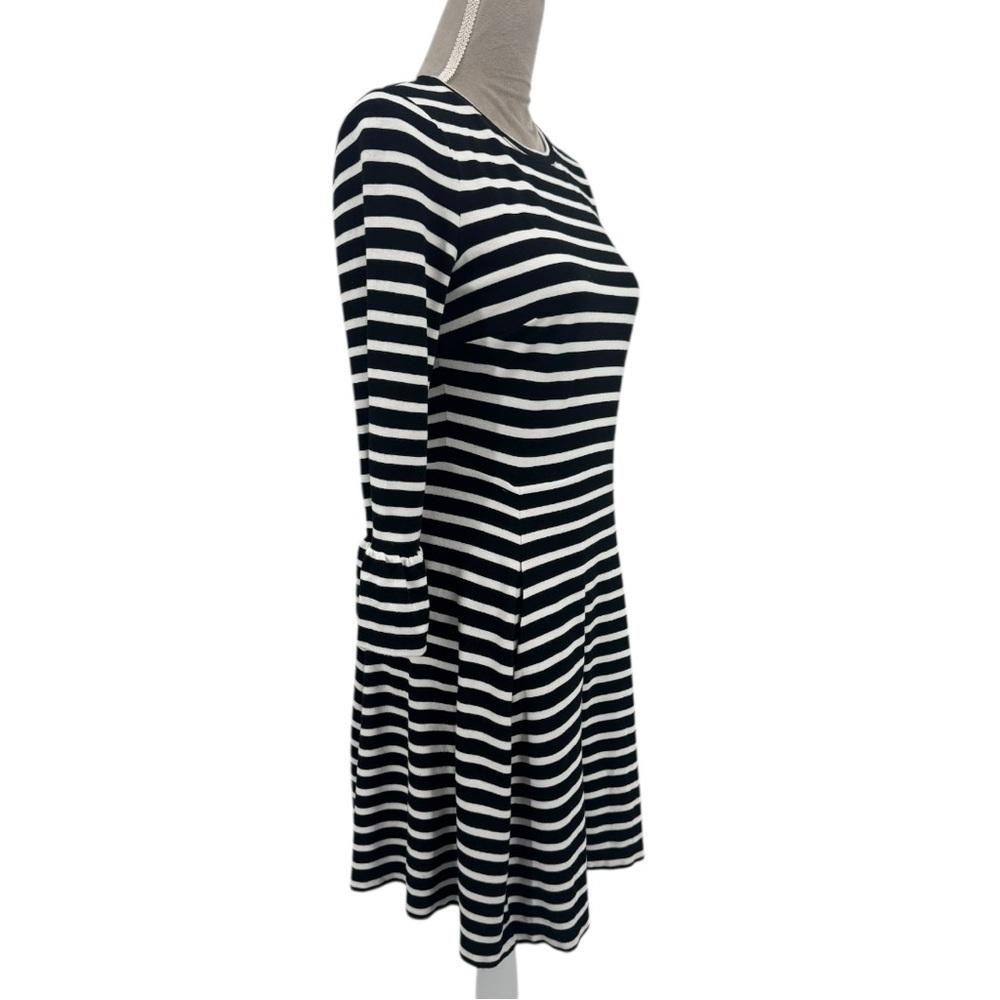 Kate Spade Broome Street Black White Stripe Dress Fit & Flare Pockets Size Small - Picture 5 of 9